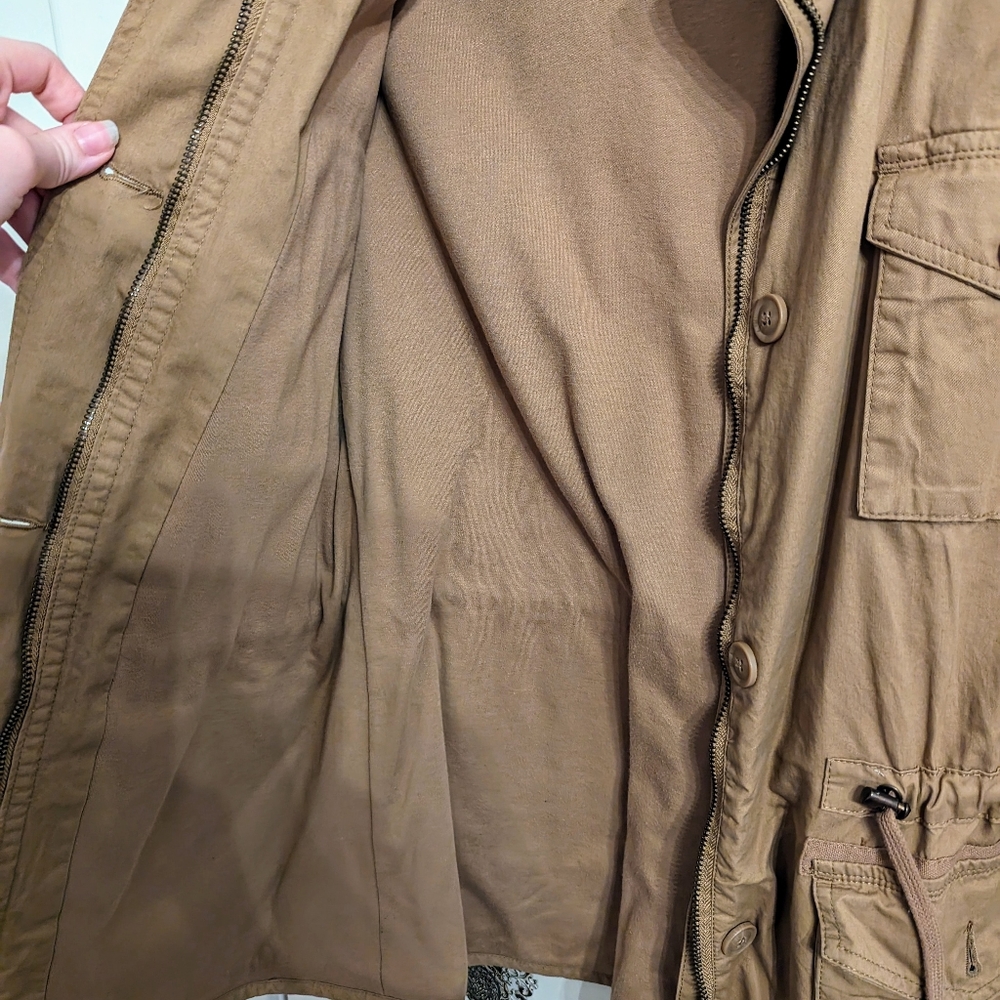 Brown Jacket With Cinched Waist Draw String/ Util… - image 7